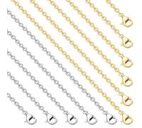 Beebeecraft 1 Box 10Pcs 17.72 inch (450mm) Cable Chains Necklace 304 Stainless Steel Link Cable Chain Bulk with Lobster Clasps for Jewelry Making (Gold, Silver)