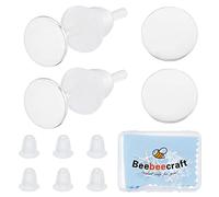 Beebeecraft 1 Box 10Pcs 4mm Flat Pad Earring Studs 925 Sterling Silver Earring Stud Blanks Round Cabochon Setting Post with 10Pcs Plastic Ear Nuts Polishing Cloth for Jewelry Making Findings DIY