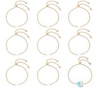 Beebeecraft 1 Box 10Pcs Adjustable Slider Bracelet 18K Gold Plated Brass 10.24 inch (26cm) Bracelet Making Slider Extender Chains with Ball Ends for DIY Woman Bracelet