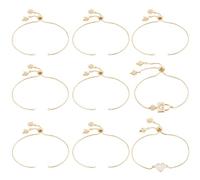Beebeecraft 1 Box 10Pcs Adjustable Slider Bracelet for Jewelry Making 18K Gold Plated Brass Bracelet Extender Chains with Cubic Zirconia Star Charms Ends for DIY Bracelet Jewelry Craft