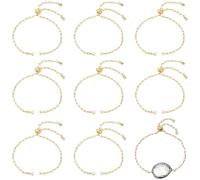 Beebeecraft 1 Box 10Pcs Adjustable Slider Bracelets for Jewelry Making 18K Gold Plated Brass Paperclip Chain Bracelet Extender with Cubic Zirconia Ends for Women Semi Finished Crafts Valentine’s Gift