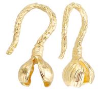 Beebeecraft 1 Box 10Pcs Bead Tips 18K Gold Plated Open Clamshell Knot Covers S-Hook Clasps for Jewellery Findings Bracelet Necklace Making