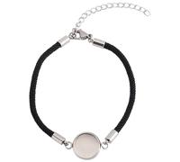 Beebeecraft 1 Box 10Pcs Bracelet Bezel Settings 304 Stainless Steel Bezel Blank Tray with Black Milan Cord for Jewellery DIY Craft Making