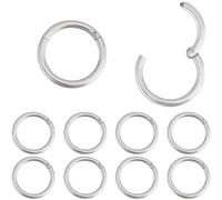 Beebeecraft 1 Box 10Pcs Cartilage Hoop Earrings 316L Stainless Steel Nose Rings Helix Hinged Piercing Jewelry 10.5mm 16G