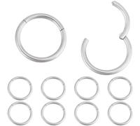 Beebeecraft 1 Box 10Pcs Cartilage Hoop Earrings 316L Stainless Steel Nose Rings Helix Hinged Piercing Jewelry 10mm 18G