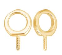 Beebeecraft 1 Box 10Pcs Eye Pin Peg Bails 18K Gold Plated 925 Sterling Silver 4mm Hole Bails for Half Drilled Beads Pearl for Bracelet Necklace Jewelry Making Findings DIY Supplies