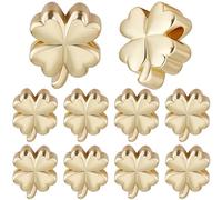 Beebeecraft 1 Box 10Pcs Four Leaf Clover Beads 18K Gold Plated Brass Good Lucky Beads for DIY Jewellery Making St Patrick's Day