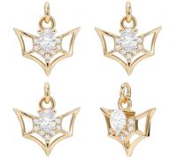 Beebeecraft 1 Box 10Pcs Gold Bat Charm Metal Brass Cubic Zirconia Tibetan Gothic Rhinestone Art Glitter Halloween Night Flying Vampire Animal Charms for Jewelry Making Pendant Earring DIY Crafts