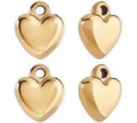 Beebeecraft 1 Box 10Pcs Gold Heart Charm 18K Gold Plated 304 Stainless Steel Puffy 3D Love Shape Charms with Loop for Memorial day DIY Jewelry Making (11x12.5x4.5mm)