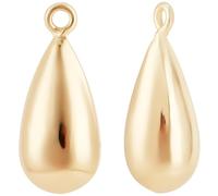 Beebeecraft 1 Box 10Pcs Gold Tear Drop Charm Teardrop Real 18K Gold Plated Brass Extender Chain Drop Ends Beads Pendants Charms for Jewelry Making Charms Necklaces Bracelets Supplies DIY Crafts