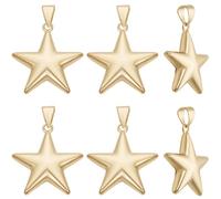 Beebeecraft 1 Box 10Pcs Golden Star Charms Bulk Real 18K Gold Plated Brass Metal Five Pointed Stars Shaped Mini Dangle Pendant Charm for Jewelry Making Pendants Necklace Bracelet DIY Crafts Supplies