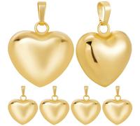 Beebeecraft 1 Box 10Pcs Heart Charm 18K Gold Plated Brass Lager Puffy Love Shape Charms with Loop for Romantic Memorial day DIY Jewelry Making (20x20.5x10mm)