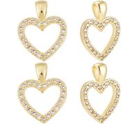 Beebeecraft 1 Box 10Pcs Heart Charms Bulk Real 18K Gold Plated Brass Cubic Zirconia Love Heart Shaped Dangle Pendant Charms for Jewelry Making Necklaces Earrings Valentine's Day Gifts DIY Crafts