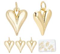 Beebeecraft 1 Box 10Pcs Heart Charms for Bracelets Tiny 18K Gold Plated Brass Dangle 3D Love Charms with Jump Ring for Mother's Day Valentine's Gifts Jewelry Making Necklace Diy Crafts