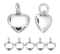Beebeecraft 1 Box 10Pcs Heart Charms Platinum Plated Puff Tiny Love Shape Valentine Dangle Pendants Charm with Jump Ring for Jewellery Making DIY Bracelet Necklace Earrings (9x10mm)
