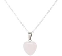 Beebeecraft 1 Box 10Pcs Heart Pendant Necklace Natural Rose Quartz Geometry Stone Heart Shape Pendant Crystal for Women Gift