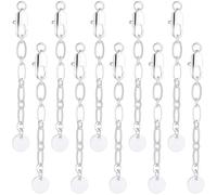 Beebeecraft 1 Box 10Pcs Lobster Clasp Chain Extender 925 Sterling Silver Plated Brass 2.3 Inch Cable Extension Chains Set with Flat Round End for Jewelry Making Necklace Bracelet Anklet DIY Craft