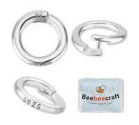 Beebeecraft 1 Box 10Pcs Locking Jump Ring OD 8mm ID 5mm 925 Sterling Silver Twister Lock Round Clasp for DIY Necklace Bracelet Jewelry Making Supplies