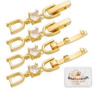 Beebeecraft 1 Box 10Pcs Necklace Fold Over Clasp 18K Gold Plated Cubic Zirconia Bracelet Extender Clasp Set for DIY Jewellery Making