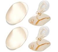 Beebeecraft 1 Box 10Pcs Non-Pierced Earring Findings 18K Gold Plated Smooth Round Flat Back Tray Clip-on Earrings with Open Loop and 10Pcs Earring Pads for DIY Earring Making Jewellery Hole 2mm