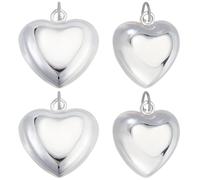 Beebeecraft 1 Box 10Pcs Puffy Heart Charms 925 Sterling Silver Plated Dangle 3D Valentine Love Charm for Jewellry Making Pendant Necklace Earring