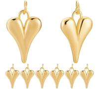 Beebeecraft 1 Box 10Pcs Real 18K Gold Plated Heart Pendant Charms Love Dangle Charm with Jump Ring for Jewelry Making Supplies DIY Necklace Valentine's Gift Crafts
