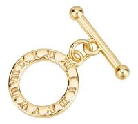 Beebeecraft 1 Box 10Pcs Real 18K Gold Plated Toggle Clasp Round Shape OT Toggle Necklace Fastener Clasp Connector Buckle T-Bar Closure Link Findings for Jewelry Making Pendants Bracelets Necklaces