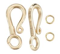 Beebeecraft 1 Box 10Pcs S Hook Clasps 24K Gold Plated Hook Ring Toggle Clasps Connectors with 20Pcs Open Jump Rings Wire Hanger Jewelry Findings for DIY Necklace Bracelet Making
