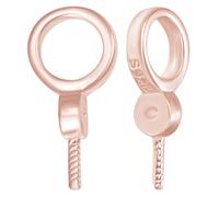 Beebeecraft 1 Box 10Pcs Screw Eye Pin Peg Bails Rose Gold Plated 925 Sterling Silver 4mm Hole Bails for Half Drilled Beads Pearl Cup for Pendant Necklace Jewelry Making Findings