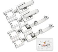 Beebeecraft 1 Box 10Pcs Silver Fold Over Clasp Extender Brass Small Craft Foldover Metal Jewelry Findings Extension Fastener Clasps for Jewelry Making Bracelets Necklaces Supplies DIY Crafts Women