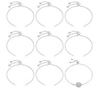 Beebeecraft 1 Box 10Pcs Slider Bracelet Link Chain 24cm/9.5in Stainless Steel Silver Adjustable Slider Extender Chains with Ball Ends for Jewellery Making DIY Findings