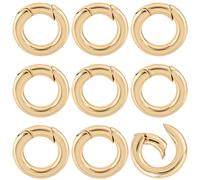 Beebeecraft 1 Box 10Pcs Spring Gate Rings 10mm Small 18K Gold Plated Brass Round Spring o Ring Clasps Connector for Jewelry Making Necklace Bracelets Keychain Diy Crafts