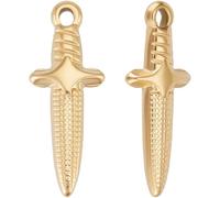 Beebeecraft 1 Box 10Pcs Sword Charms 18K Gold Plated 304 Stainless Steel Dagger Arrow Knife Charms for Jewelry Making Pendant Earring DIY Crafts