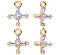 Beebeecraft 1 Box 10Pcs Tiny Cross Charms Real 18K Gold Plated Brass with Cubic Zirconia Smooth Irregular Crucifix Charms Accessories for Jewellery Making Diy Necklace Earrings Bracelet Craft Supplies