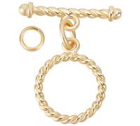 Beebeecraft 1 Box 12 Sets Toggle Clasp 18K Gold Plated Tibetan Ring T-bar Bar and Ring Clasps Connector for Necklace Bracelet Jewelry Making…