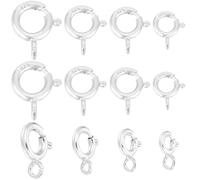 Beebeecraft 1 Box 12Pcs 4 Sizes Spring Ring Clasps 925 Sterling Silver Round Jewelry Bracelet Connector Clasps for DIY Craft Jewellery Chains Making Claps Hole: 1.5/2mm