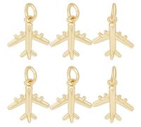 Beebeecraft 1 Box 12Pcs Airplane Charms 18K Gold Plated Plane Flight Airline Aircraft Transport Pendants Charms with Jump Rings for Jewellery Necklace Bracelet Making