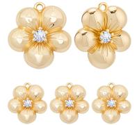 Beebeecraft 1 Box 12Pcs Cherry Blossom Charms 18K Gold Plated Cubic Zirconia Five Petal Flower Floral Charm for Jewelry Making DIY Crafts Bracelet Necklace Supplies