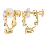 Beebeecraft 1 Box 12Pcs Clip-on Earring Converter 18K Gold Plated Crystal Rhinestone Screw Non pierced Clip-on Earring Findings Components with 12Pcs Earring Pads for DIY Earring Gift Making