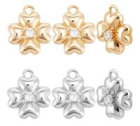 Beebeecraft 1 Box 12Pcs Clover Charms 18K Gold & Platinum Plated Four Leaf Clover Lucky Charm for Jewelry Making Bracelet Necklace Earrings St Patricks Day DIY Crafts