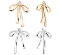 Beebeecraft 1 Box 12Pcs Cubic Zirconia Bowknot Charms Real 18K Gold & 925 Sterling Sliver Plated Brass Crystal Bow Charms for DIY Earrings Necklaces Bracelets