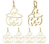 Beebeecraft 1 Box 12Pcs Jack O Lantern Charms 14K Gold Plated 304 Stainless Steel Pumpkin Halloween Charms with Jump Ring for Jewelry Making Necklace Bracelets Diy Crafts
