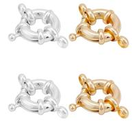 Beebeecraft 1 Box 12Pcs Jewelry Spring Clasps Jewelry Clasp Closure 24K Gold Plated Brass 925 Sterling Silver Small Round Snap Ring Buckles Link Connectors for Necklaces Bracelets DIY Making Crafts