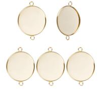 Beebeecraft 1 Box 14Pcs Cabochon Connector Round Blank Bezel Pendant Connector 24K Gold Plated 201 Stainless Steel 30mm Trays Base Cabochon Settings for Jewelry Making