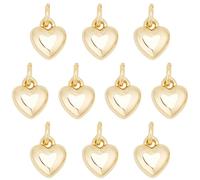 Beebeecraft 1 Box 14Pcs Tiny Heart Charms Gold Plated Metal Mini 3D Heart Charm Love Puffy Shaped Dangle for Jewellery Making Valentine Pendant Bracelet Earring Necklace DIY Crafts