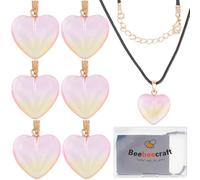 Beebeecraft 1 Box 15 Sets Puffy Heart Choker Necklace Valentines Heart Pendant Small Glass with Black Cord Chunky Y2K Trendy Champagne Yellow Pendant for Jewelry Making Charms Necklace Women Crafts