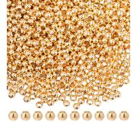 Beebeecraft 1 Box 1500Pcs Gold Round Beads 18K Gold Plated Brass 2mm Smooth Spacer Ball Bead for Bracelet Jewelry Making