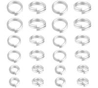 Beebeecraft 1 Box 150Pcs Double Loop Jump Rings 925 Sterling Silver Plated 4/5/6mm Small Open Round Split Jump Rings Key Rings Connectors for Jewelry Making Diy Bracelet Necklace Keychains Crafts