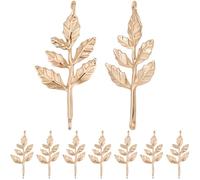 Beebeecraft 1 Box 15Pcs Leaf Link Charms 18K Gold Plated Brass 14x32mm Plant Connector Charms with Two Loops for Jewelry Making Bracelet Diy Craft Supplies Accessories