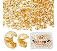 Beebeecraft 1 Box 160Pcs Crimp Bead Covers 18K Gold Plated 2 Size Half Round Open Crimp Beads End Tip 4//5.5mm for DIY Jewellery Makings